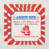 サーカスおもしろいフェア4th誕生日の招待状 招待状 (正面/裏面)