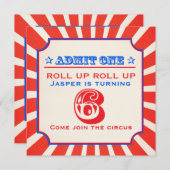 サーカスおもしろいフェア6th誕生日パーティーの招待 招待状 (正面/裏面)