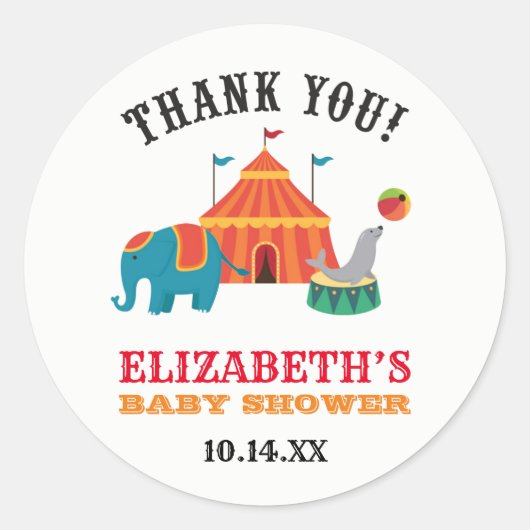 サーカスお気に入りステッカー ラウンドシール (正面)