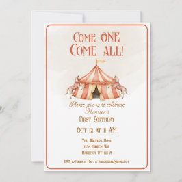 サーカスお洒落スホースファースト誕生日 招待状