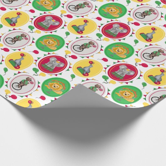 サーカスお洒落ス鮮やか動物の原色 ラッピングペーパー (角)