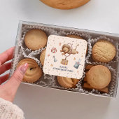 サーカスお洒落ライオン子供の誕生日パーティー スクエアシール