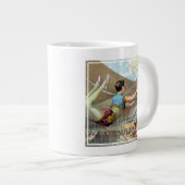 サーカスで演奏する男性の曲芸師 ジャンボコーヒーマグカップ (正面右)