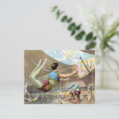 サーカスで演奏する男性の曲芸師 ポストカード (スタンド正面)