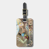 サーカスで演奏する男性の曲芸師 ラゲッジタグ (正面縦)