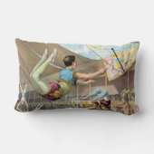 サーカスで演奏する男性の曲芸師 ランバークッション (裏面)