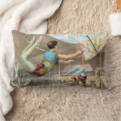 サーカスで演奏する男性の曲芸師 ランバークッション (ブランケット)