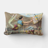 サーカスで演奏する男性の曲芸師 ランバークッション (正面)