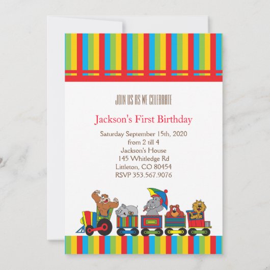 サーカスのおもしろいの子供の00th誕生日 招待状 (裏面)