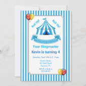 サーカスのお誕生日パーティー 青いブルー 招待状 (正面)