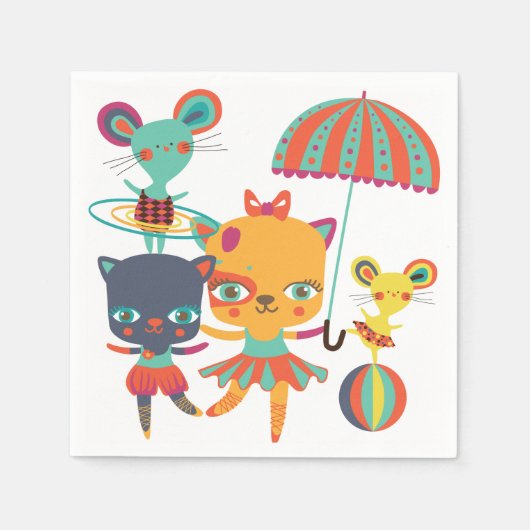 サーカスのかわいこちゃん スタンダードカクテルナプキン (正面)