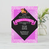 サーカスのたがのプリントを通って跳んでいるピンクのベビートラ 招待状 (スタンド正面)