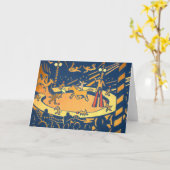 サーカスのオリジナルのアートワークの挨拶状 カード (黄色い花)