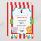サーカスのカーニバルのシャワーの招待状 招待状 (正面/裏面)