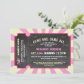 サーカスのカーニバルのピンクの女の子のベビーシャワーの招待状 招待状 (スタンド正面)