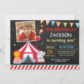 サーカスのカーニバルの誕生会の写真の招待状 招待状 (正面)