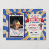 サーカスのカーニバルの誕生会の写真の招待状 招待状 (正面/裏面)