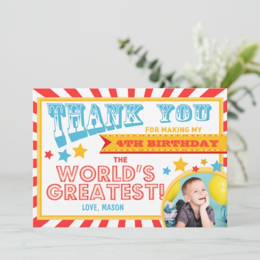 サーカスのカーニバルの誕生日のサンキューカードのサーカスの大テント サンキューカード (スタンド正面)