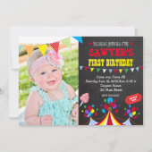 サーカスのカーニバルの誕生日のパーティの招待状 招待状 (正面)