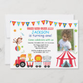 サーカスのカーニバルの誕生日のパーティの招待状 招待状 (正面)