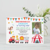 サーカスのカーニバルの誕生日のパーティの招待状 招待状 (スタンド正面)