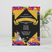 サーカスのカーニバル キュートなトラとアザラシの風船パーティー 招待状 (スタンド正面)