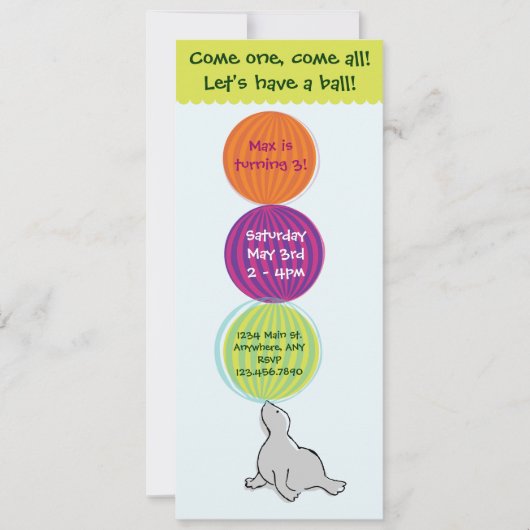 サーカスのサーカスの大テントの誕生日のパーティの招待状 招待状 (正面)