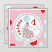 サーカスのシールはピンク感謝していしています サンキューカード (正面/裏面)