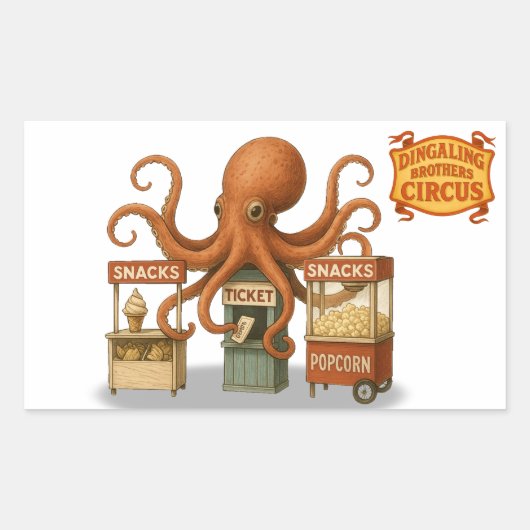 サーカスのタコ 長方形シール (正面)