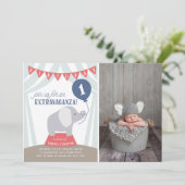 サーカスのテント象の誕生日の催しの写真 案内状 (スタンド正面)