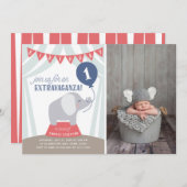 サーカスのテント象の誕生日の催しの写真 案内状 (正面/裏面)