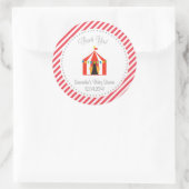 サーカスのテント赤ちゃんシャワーありがとうステッカー赤 ラウンドシール (バッグ)