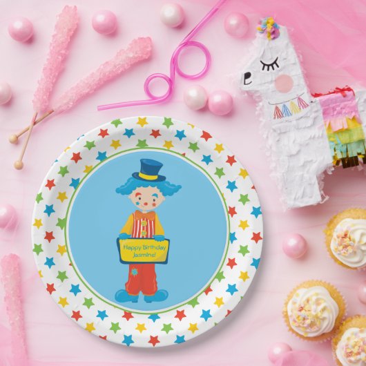 サーカスのテーマ|のピエロパーソナライズな| ペーパープレート (パーティー)