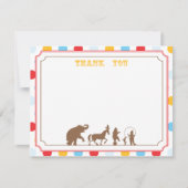 サーカスのパーティーの平たい箱はノート感謝していしています ノートカード (正面)
