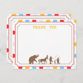サーカスのパーティーの平たい箱はノート感謝していしています ノートカード (正面/裏面)