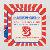 サーカスのピエロの楽しいお祭り 3歳の誕生日招待状 招待状 (正面/裏面)