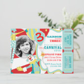 サーカスのピエロの誕生日の招待状A7-AQRD 招待状 (スタンド正面)