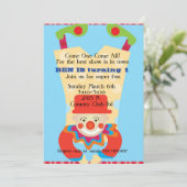 サーカスのピエロの逆さまの誕生日招待状 招待状 (スタンド正面)