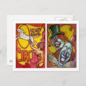 サーカスのポスターのポストカード - 犬 & クラウン ポストカード (正面/裏面)