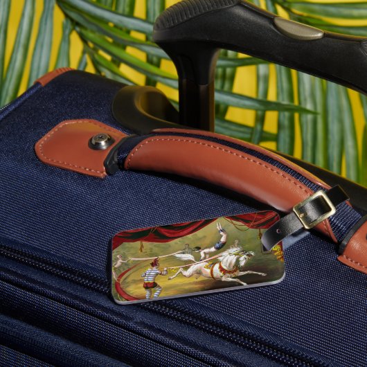 サーカスのポスターは馬で演奏するAcrobatを示す。 ラゲッジタグ (正面インサイチュ3)