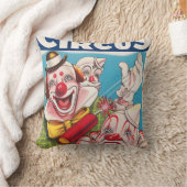 サーカスのポスターピエロ顔とクラッカー クッション (ブランケット)
