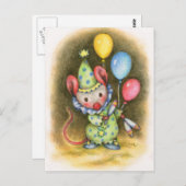 サーカスのマウスのかわいいピエロの曲芸師動物の郵便はがき ポストカード (正面/裏面)