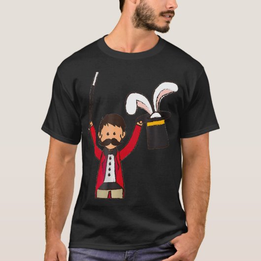 サーカスのマジシャン ウサギのいるトップハット Tシャツ (正面)