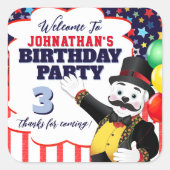 サーカスのリングマスター極熊ありがとう スクエアシール (正面)