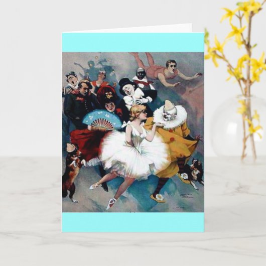 サーカスのヴィンテージポスターバレリーナはtrapezの後をつけます カード (黄色い花)