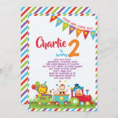 サーカスの列車の誕生日の招待状 招待状 (正面/裏面)