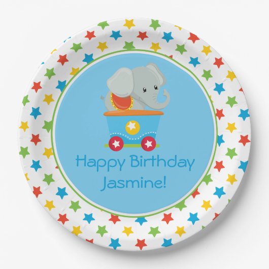 サーカスの列車|象パーソナライズな| ペーパープレート (正面)