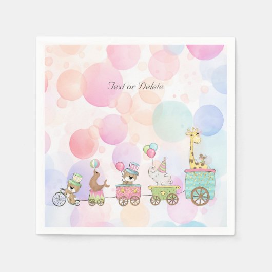 サーカスの動物のナプキン スタンダードカクテルナプキン (正面)