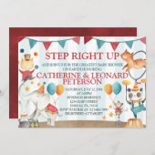 サーカスの動物のベビーシャワーの招待状の招待 招待状 (正面/裏面)