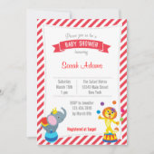 サーカスの動物のベビーシャワーの招待状の赤 招待状 (正面)